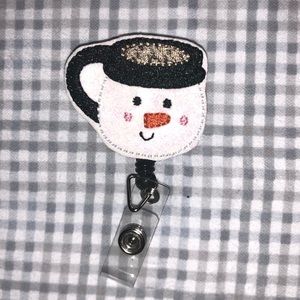 Snowman mug badge reel